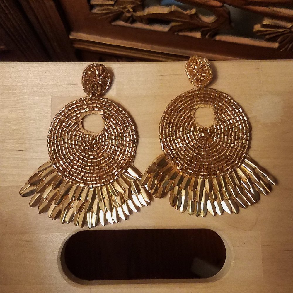 gold tassle earrings